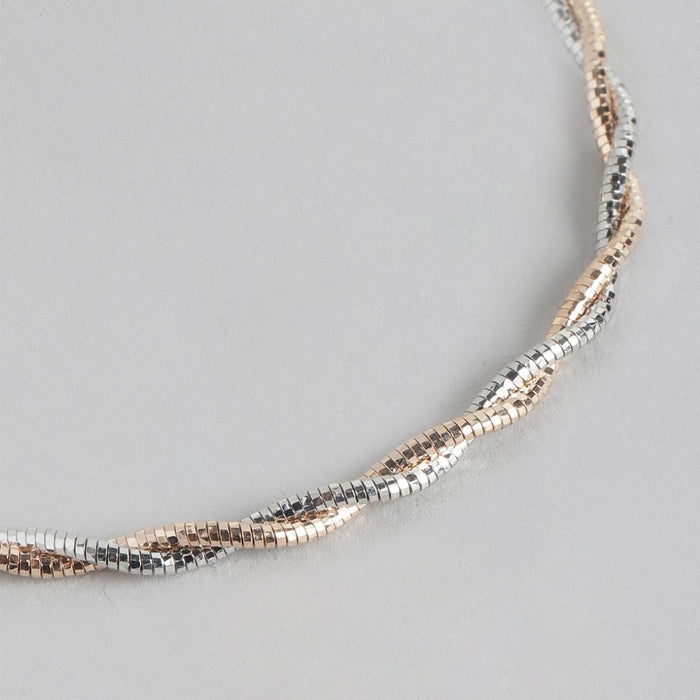 Sophisticated Dual Tone Weave Bracelet 925 Sterling Silver