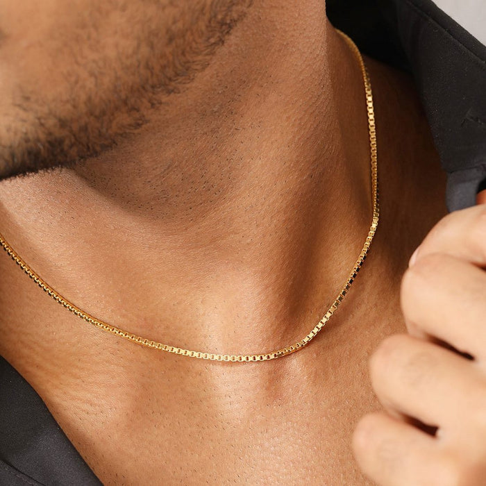 Sophisticated Gold Plated 925 Sterling Silver Men's Box Chain