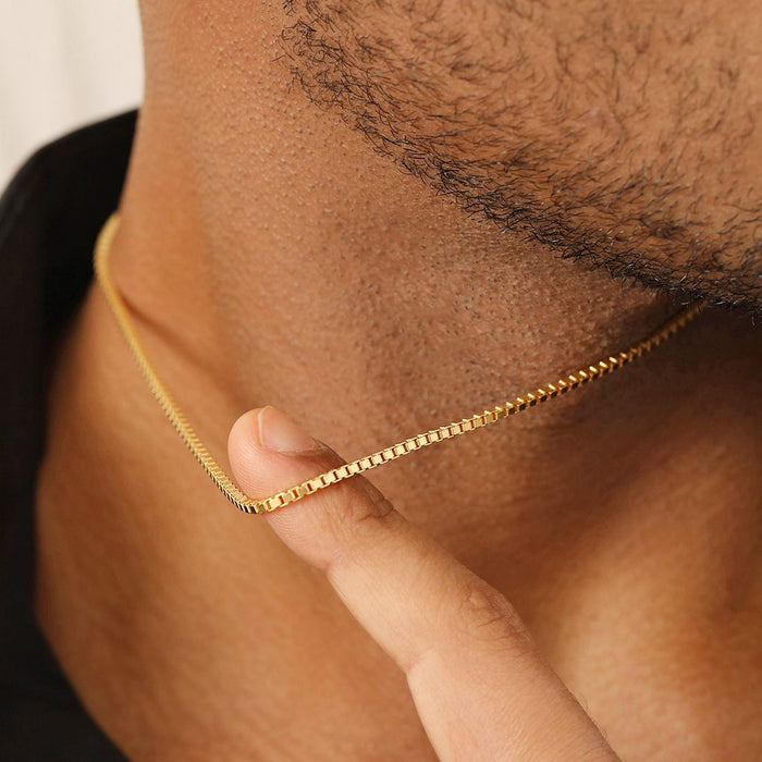Sophisticated Gold Plated 925 Sterling Silver Men's Box Chain