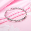 Sophisticated Weave Rhodium-Plated 925 Sterling Silver Bracelet