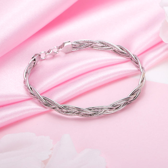 Sophisticated Weave Rhodium-Plated 925 Sterling Silver Bracelet