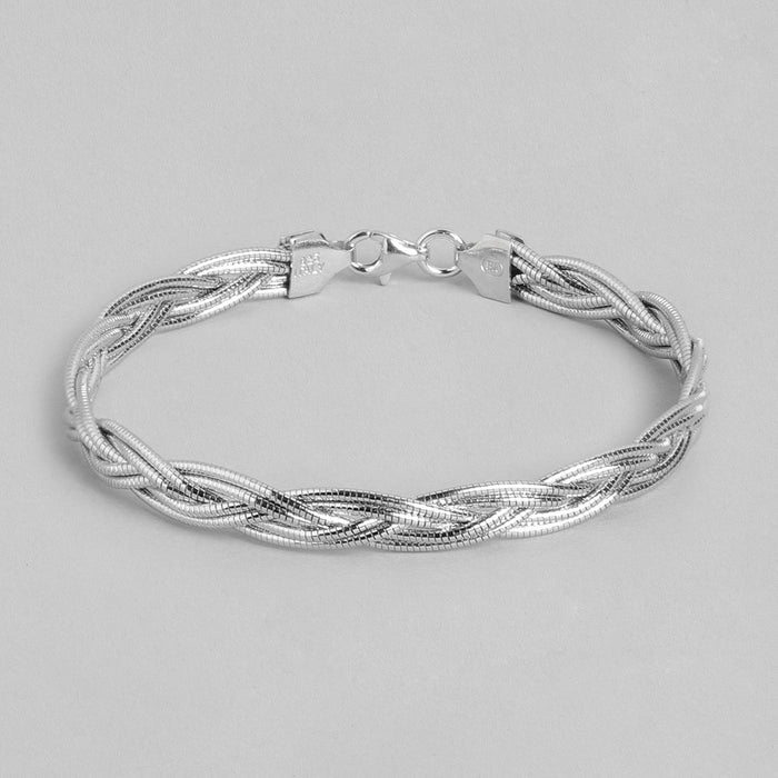 Sophisticated Weave Rhodium-Plated 925 Sterling Silver Bracelet