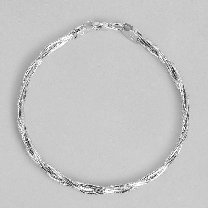 Sophisticated Weave Rhodium-Plated 925 Sterling Silver Bracelet