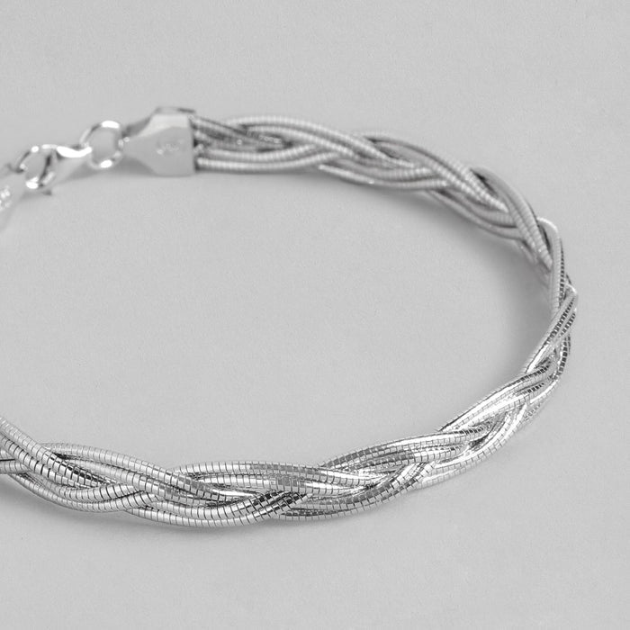 Sophisticated Weave Rhodium-Plated 925 Sterling Silver Bracelet