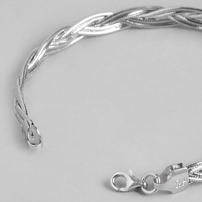 Sophisticated Weave Rhodium-Plated 925 Sterling Silver Bracelet