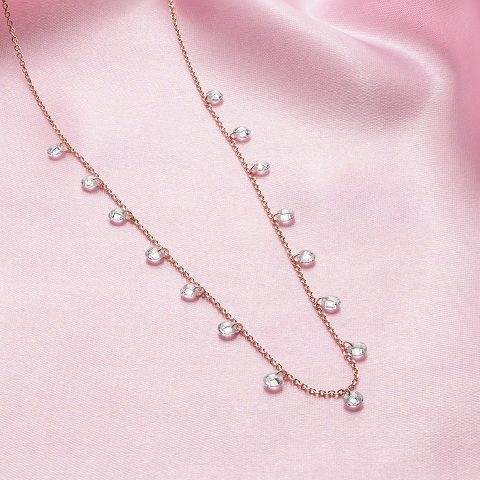 Sparkle CZ Round Cut 925 Sterling Silver Drop Necklace