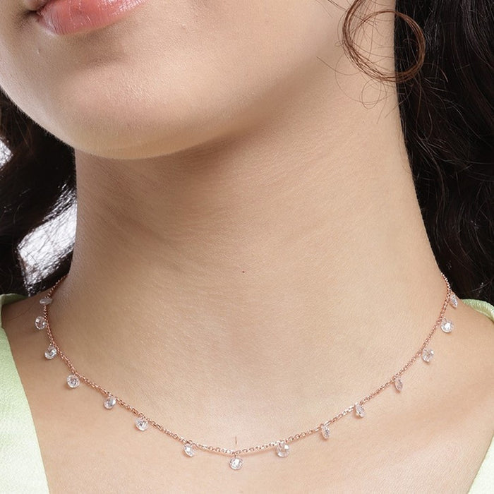 Sparkle CZ Round Cut 925 Sterling Silver Drop Necklace