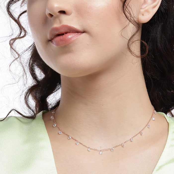 Sparkle CZ Round Cut 925 Sterling Silver Drop Necklace