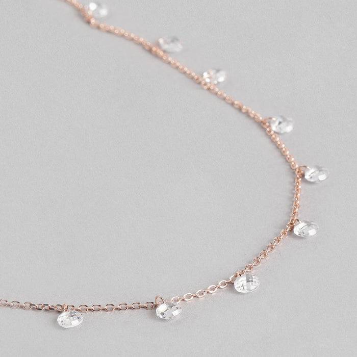 Sparkle CZ Round Cut 925 Sterling Silver Drop Necklace