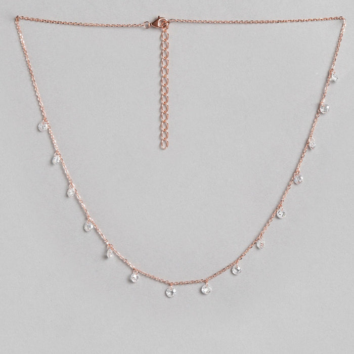 Sparkle CZ Round Cut 925 Sterling Silver Drop Necklace