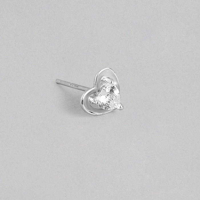 Sparkle Heart CZ 925 Sterling Silver Stud Earrings