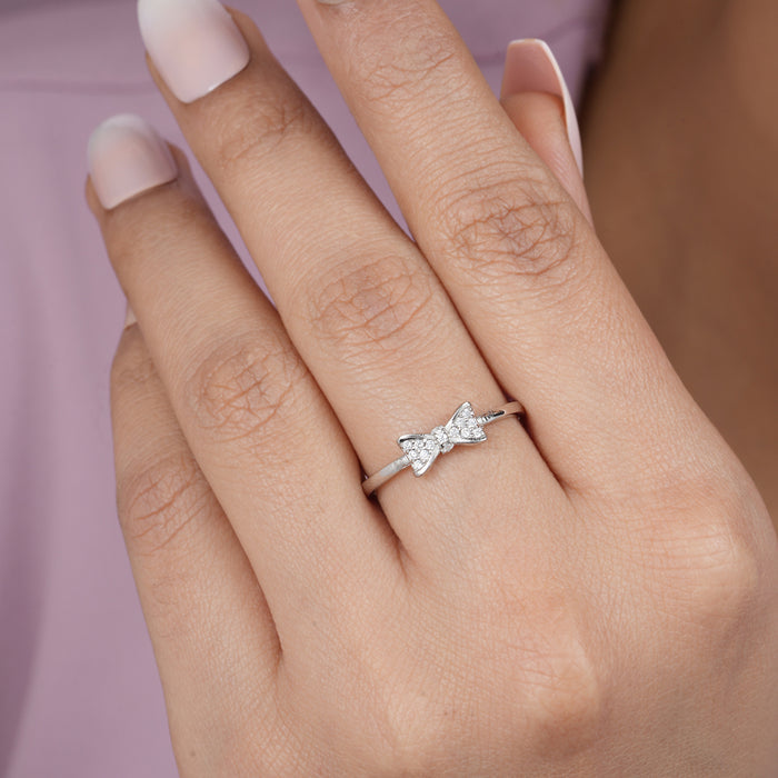 Sparkling Bloom Rhodium Plated 925 Sterling Silver Ring