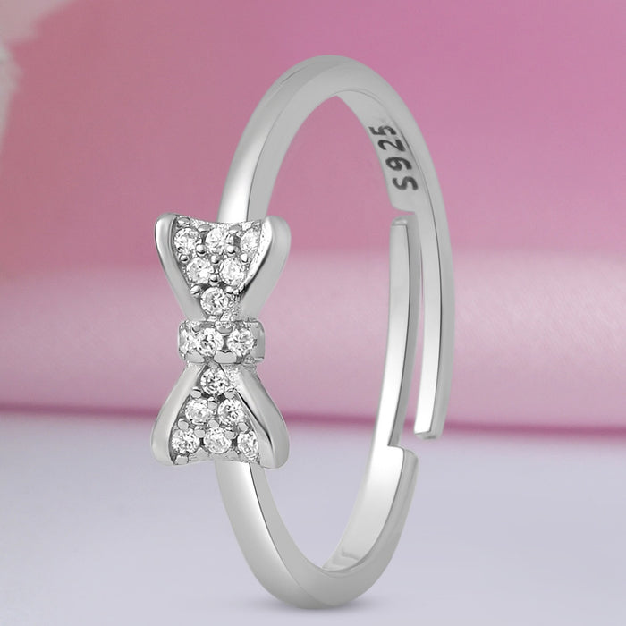 Sparkling Bloom Rhodium Plated 925 Sterling Silver Ring