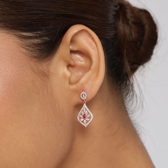 Sparkling Drops Rose Gold Plated 925 Sterling Silver Earrings