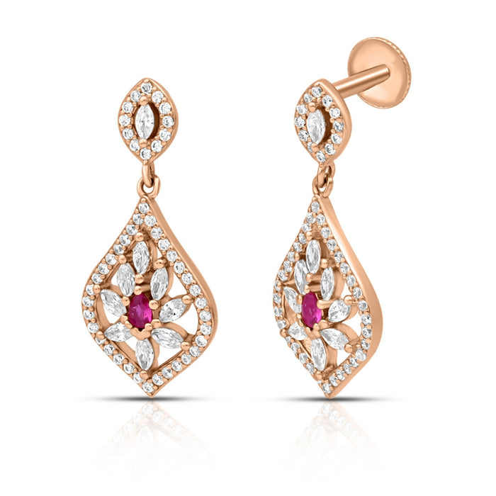 Sparkling Drops Rose Gold Plated 925 Sterling Silver Earrings