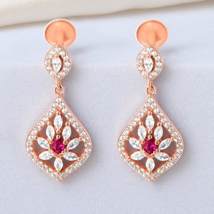 Sparkling Drops Rose Gold Plated 925 Sterling Silver Earrings