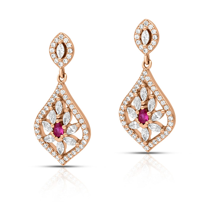 Sparkling Drops Rose Gold Plated 925 Sterling Silver Earrings