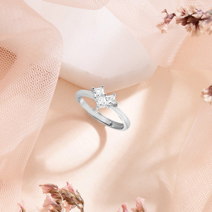 Sparkling Elegance 925 Sterling Silver Rhodium Plated Ring (Adjustable)