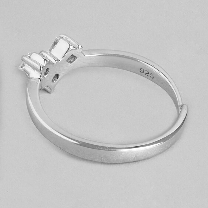 Sparkling Elegance 925 Sterling Silver Rhodium Plated Ring (Adjustable)