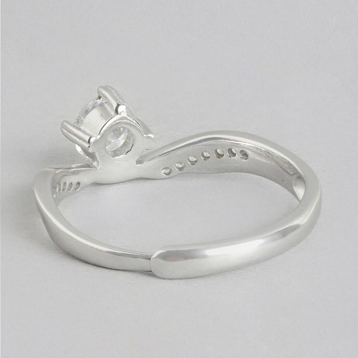 Sparkling Elegance Rhodium-Plated 925 Sterling Silver Ring (Adjustable)