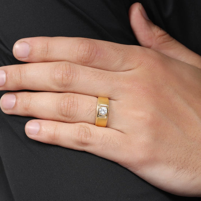 Sparkling Embrace CZ Gold Plated 925 Silver Couple Ring (Adjustable)