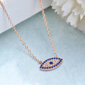 Sparkling Evil Eye 925 Silver Necklace in Rose Gold