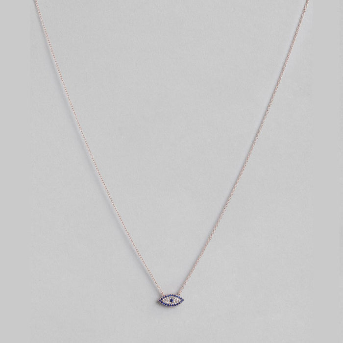 Sparkling Evil Eye 925 Silver Necklace in Rose Gold