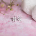 Sparkling Flower Rhodium Plated 925 Sterling Silver Stud