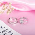 Sparkling Harmony Rhodium-Plated 925 Sterling Silver Couple Ring (Adjustable)