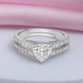 Sparkling Heart Rhodium Plated 925 Sterling Silver Ring