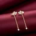 Sparkling Hearts Rose Gold Plated 925 Silver Drop Earrings