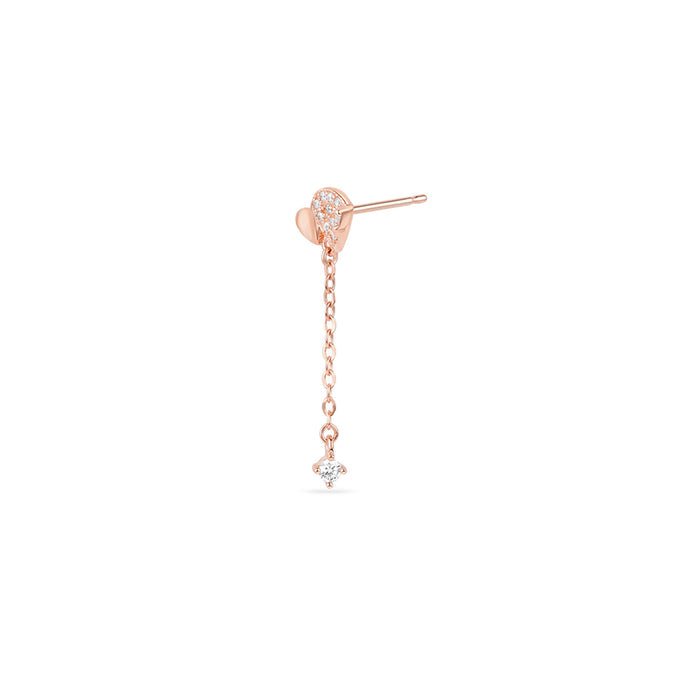 Sparkling Hearts Rose Gold Plated 925 Silver Drop Earrings