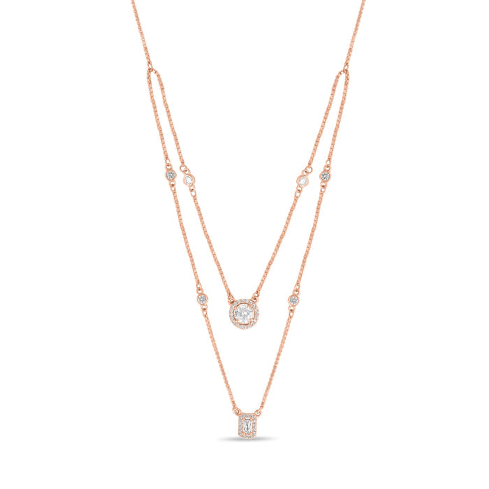 Sparkling Layers Rose Gold Plated 925 Sterling Silver Necklace