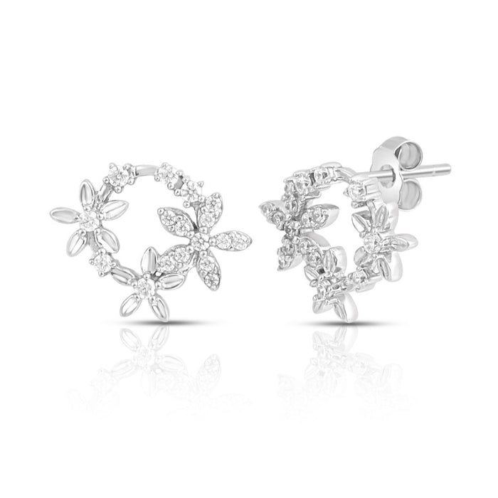 Sparkling Petals Rhodium Plated 925 Sterling Silver Earrings