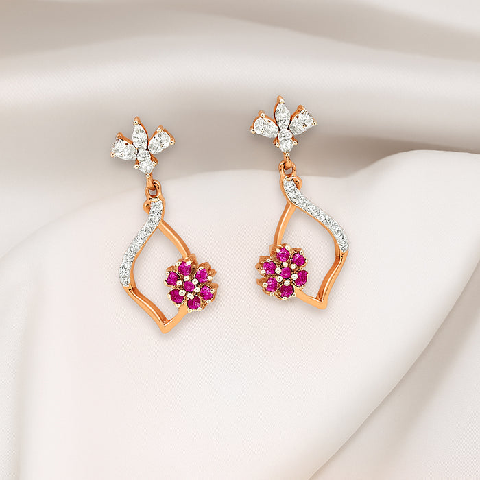 Sparkling Petals Rose Gold Plated 925 Sterling Silver Earrings