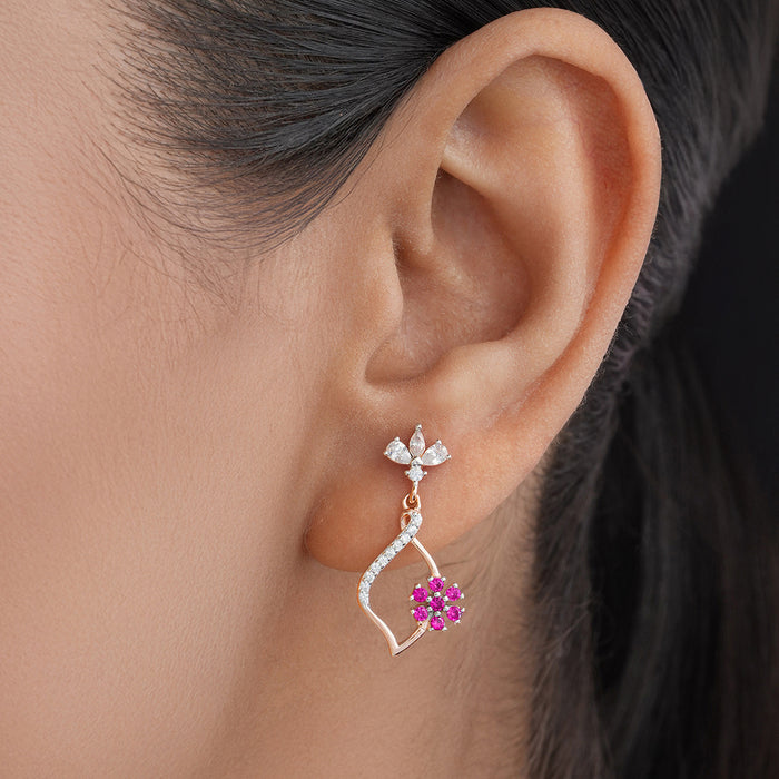 Sparkling Petals Rose Gold Plated 925 Sterling Silver Earrings