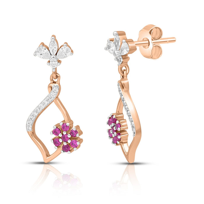 Sparkling Petals Rose Gold Plated 925 Sterling Silver Earrings