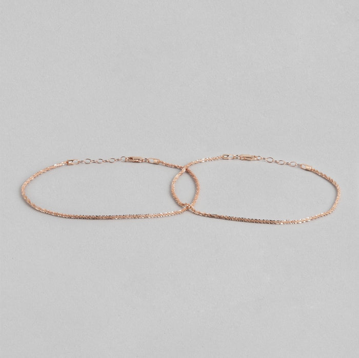 Sparkling Rose Gold Plated 925 Sterling Silver Chain Anklets