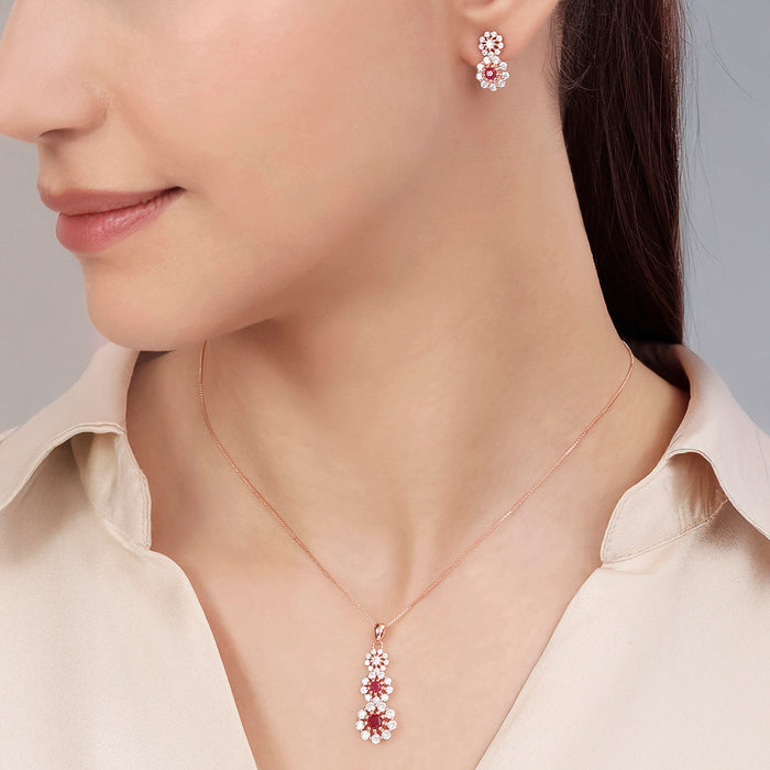 Sparkling Rose Gold Plated 925 Sterling Silver Jewellery Set