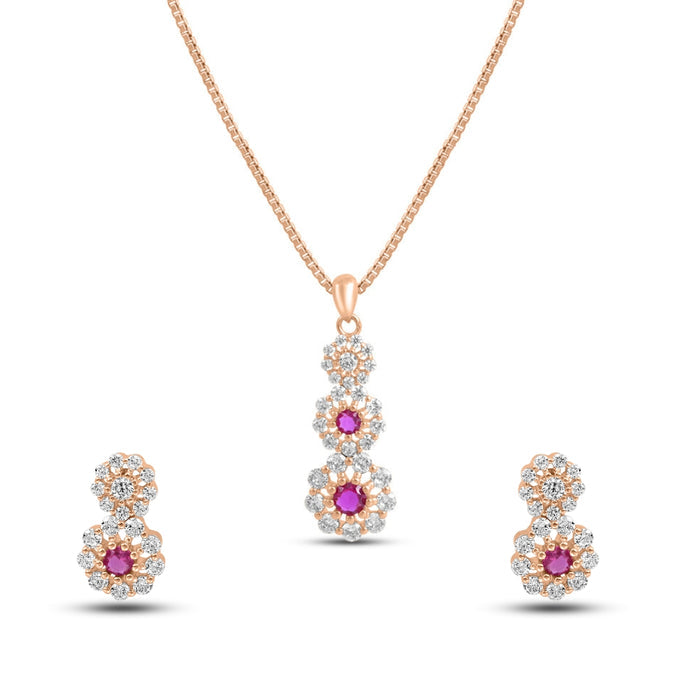 Sparkling Rose Gold Plated 925 Sterling Silver Jewellery Set