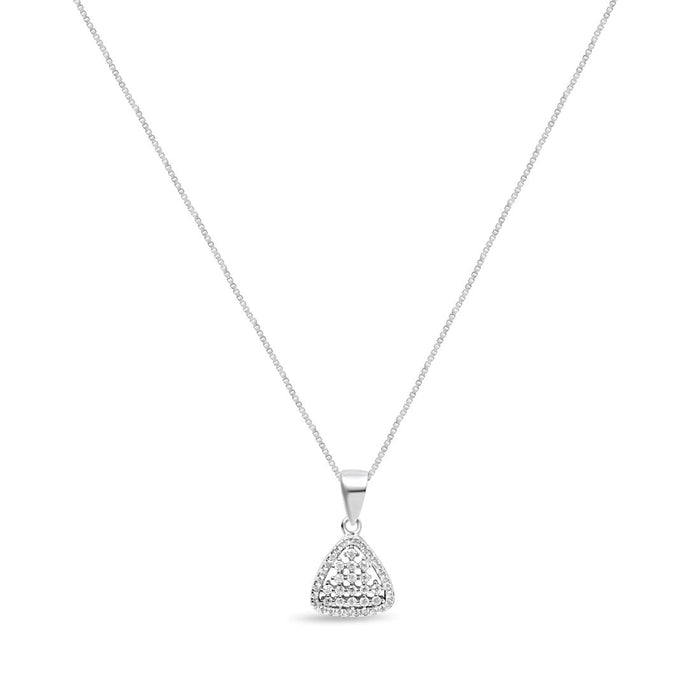 Sparkling Triangle 925 Sterling Silver Rhodium Plated Jewellery Set