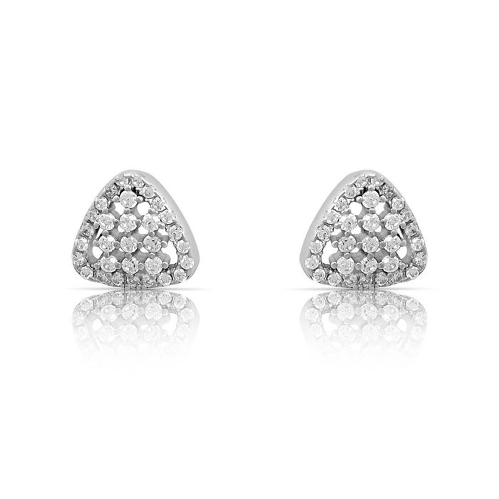 Sparkling Triangle 925 Sterling Silver Rhodium Plated Jewellery Set