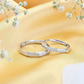 Sparkling Unity Rhodium-Plated 925 Sterling Silver Couple Ring (Adjustable)