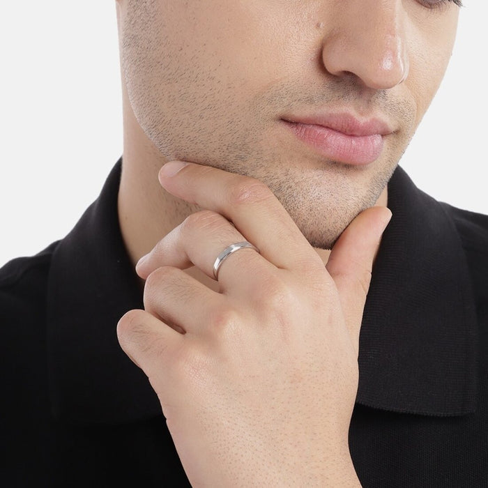 Sparkling Unity Rhodium-Plated 925 Sterling Silver Couple Ring (Adjustable)