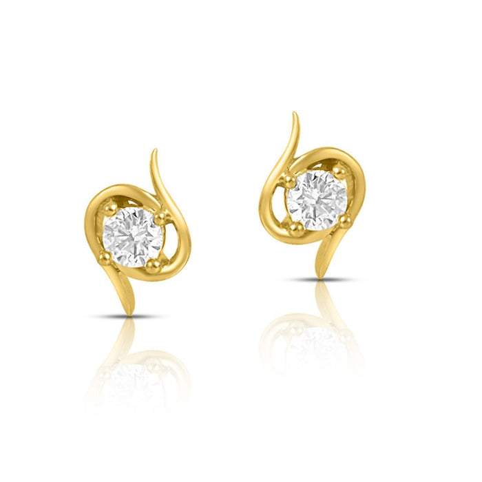 Spiral Solitaire Gold Plated 925 Silver Stud Earrings