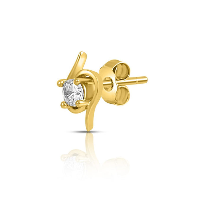 Spiral Solitaire Gold Plated 925 Silver Stud Earrings