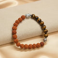 Spiritual Harmony Bracelet - Tiger's Eye, Rudraksha, and Buddha Symbol