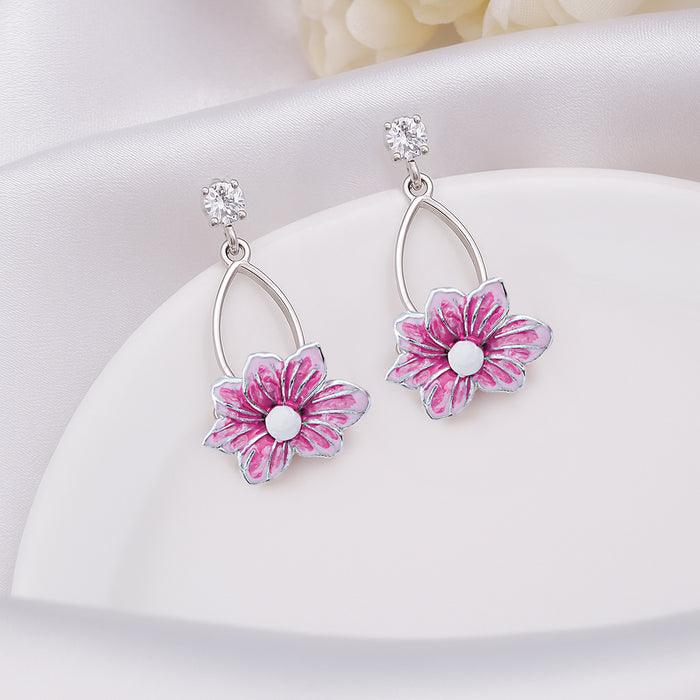 Spring Blossom Rhodium Plated 925 Sterling Silver Earrings