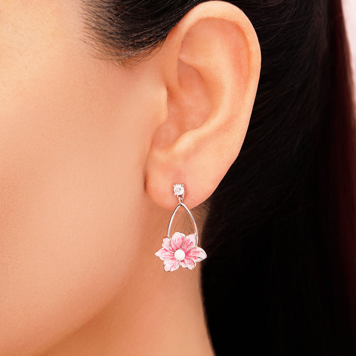 Spring Blossom Rhodium Plated 925 Sterling Silver Earrings