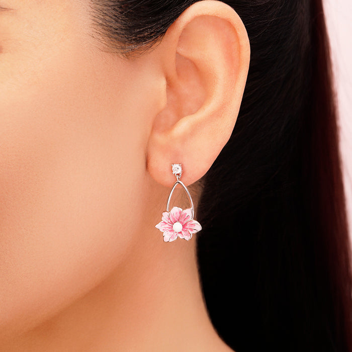 Spring Blossom Rhodium Plated 925 Sterling Silver Earrings